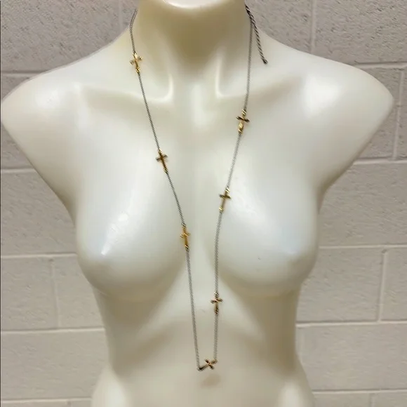 Elegant Gold and Silver Cross Necklace - Picture 1 of 2